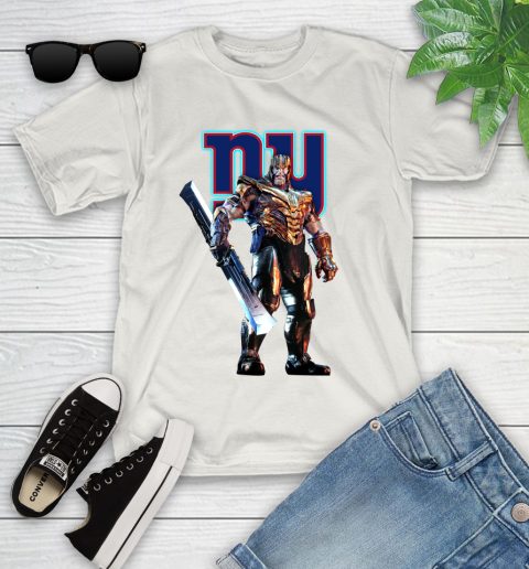 NFL Thanos Gauntlet Avengers Endgame Football New York Giants Youth T-Shirt 12