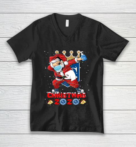 Kansas City Royals Funny Santa Claus Dabbing Christmas 2020 MLB V-Neck T-Shirt