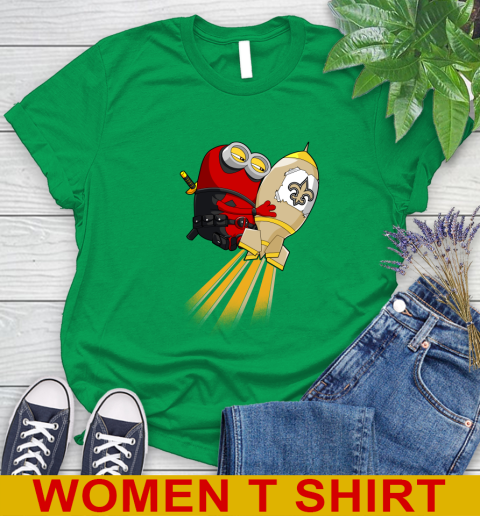 NFL Football New Orleans Saints Deadpool Minion Marvel Shirt Women's T-Shirt 7