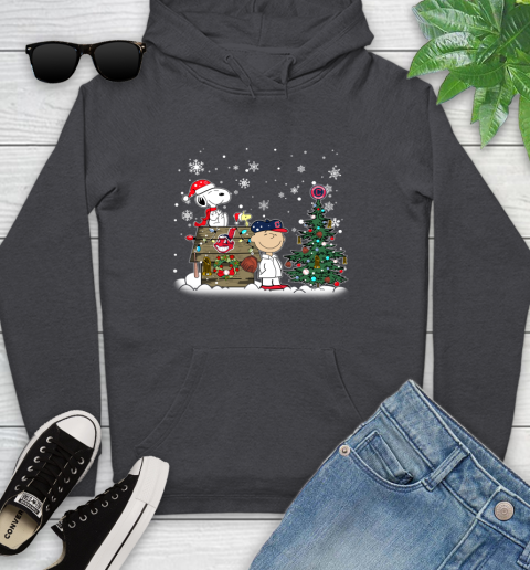 MLB Cleveland Indians Snoopy Charlie Brown Christmas Baseball Commissioner's Trophy Youth Hoodie 8