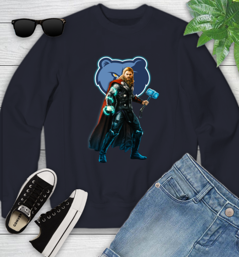 NBA Thor Avengers Endgame Basketball Memphis Grizzlies Youth Sweatshirt 3