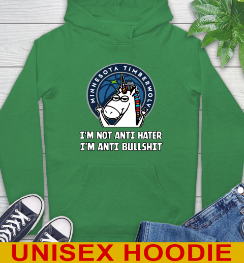 Minnesota Timberwolves NBA Basketball Unicorn I'm Not Anti Hater I'm Anti Bullshit Hoodie 8