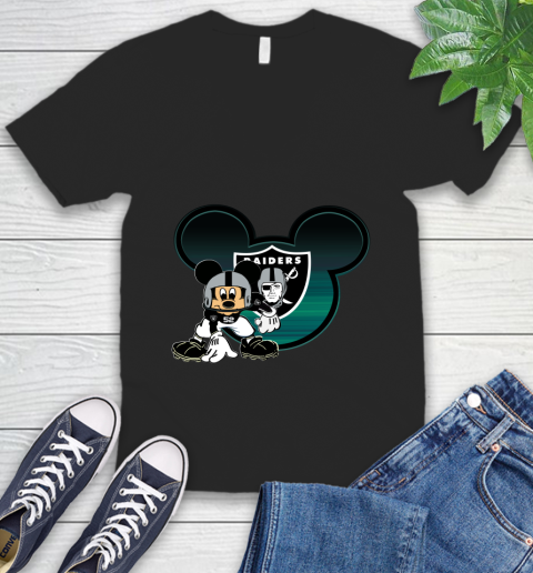 NFL Oakland Raiders Mickey Mouse Disney Football T Shirt V-Neck T-Shirt 2