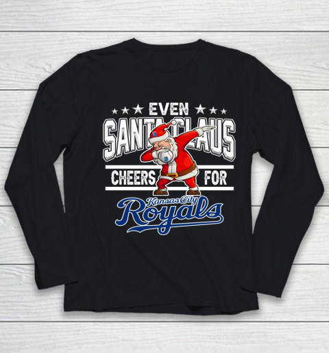 Kansas City Royals Even Santa Claus Cheers For Christmas MLB Youth Long Sleeve
