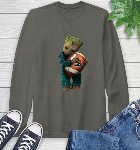 NFL Groot Guardians Of The Galaxy Football Sports Houston Texans Long Sleeve T-Shirt 8