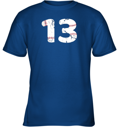 7q5t number 13 baseball vintage distressed team youth t shirt 26 front royal