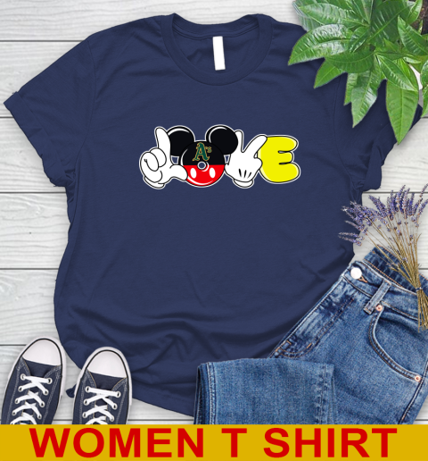 Oakland Athletics MLB Baseball Love Mickey Disney Sports Women's T-Shirt 12