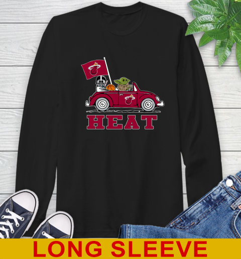 NBA Basketball Miami Heat Darth Vader Baby Yoda Driving Star Wars Shirt Long Sleeve T-Shirt 2