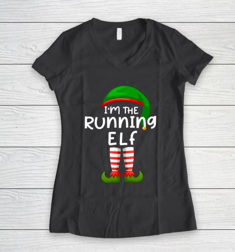 I m The Running Elf Funny Elf Family Matching Christmas Women's V-Neck T-Shirt 6