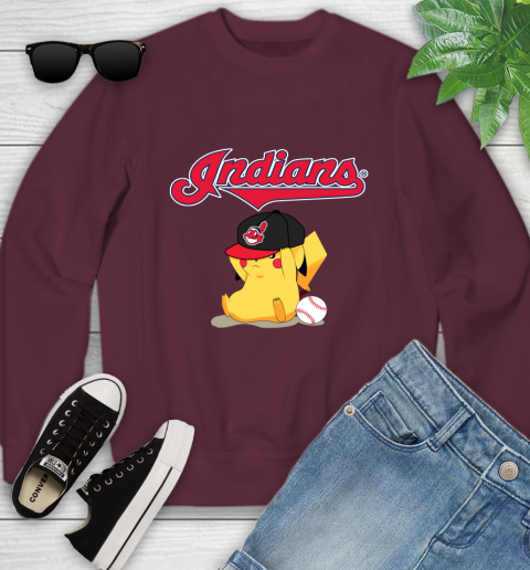 MLB Pikachu Baseball Sports Cleveland Indians Youth Sweatshirt 5