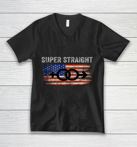 Vintage Us Flag Gender Identity Super Straight Identity V-Neck T-Shirt