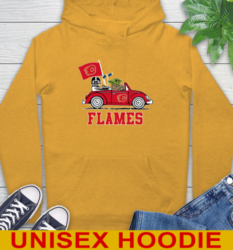 NHL Hockey Calgary Flames Darth Vader Baby Yoda Driving Star Wars Shirt Hoodie 3