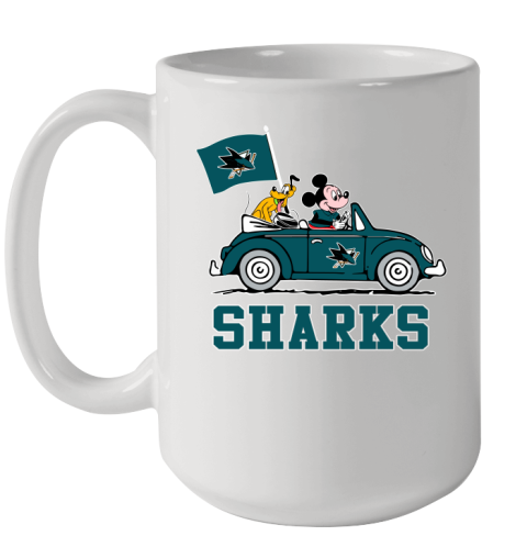 NHL Hockey San Jose Sharks Pluto Mickey Driving Disney Shirt Ceramic Mug 15oz