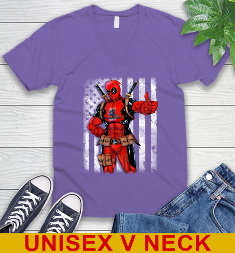 MLB Baseball Kansas City Royals Deadpool American Flag Shirt V-Neck T-Shirt 8