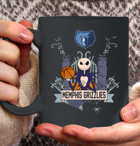 NBA Memphis Grizzlies Basketball Jack Skellington Halloween Ceramic Mug 11oz 2