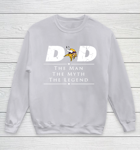 Minnesota Vikings NFL Football Dad The Man The Myth The Legend Youth Sweatshirt - Image 4