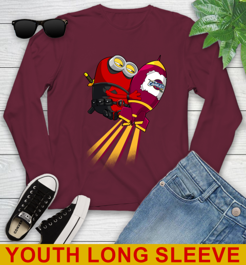 NBA Basketball Cleveland Cavaliers Deadpool Minion Marvel Shirt Youth Long Sleeve 6