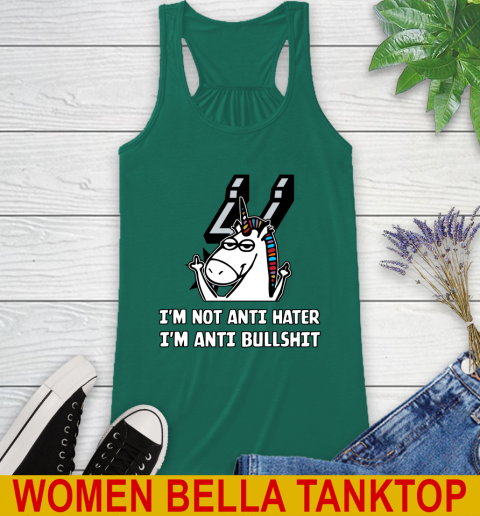 San Antonio Spurs NBA Basketball Unicorn I'm Not Anti Hater I'm Anti Bullshit Racerback Tank 7