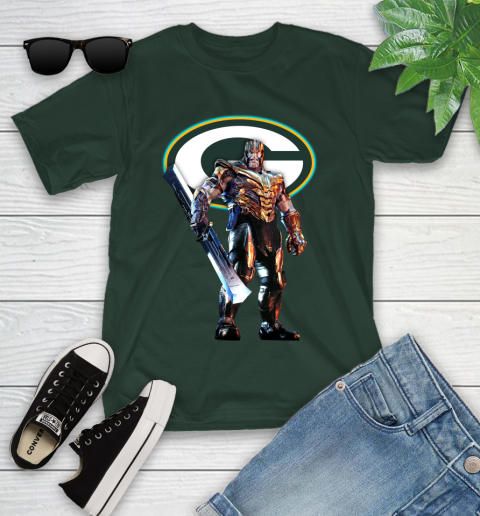 NFL Thanos Gauntlet Avengers Endgame Football Green Bay Packers Youth T-Shirt 5