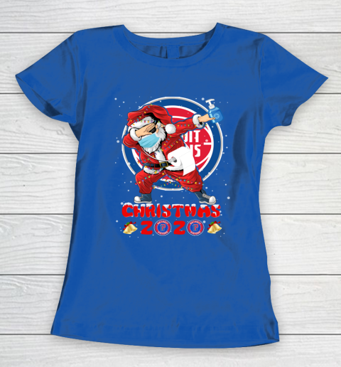 Detroit Pistons Funny Santa Claus Dabbing Christmas 2020 NBA Women's T-Shirt 8