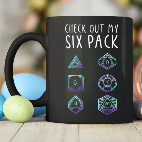 Funny Check Out My Six Pack Dice For Dragons D20 RPG Gamer Ceramic Mug 11oz 2