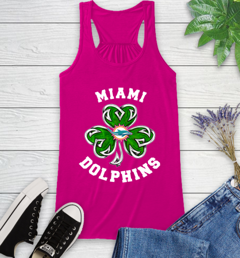 NFL Miami Dolphins Three Leaf Clover St Patrick's Day Football Sports Racerback Tank 7