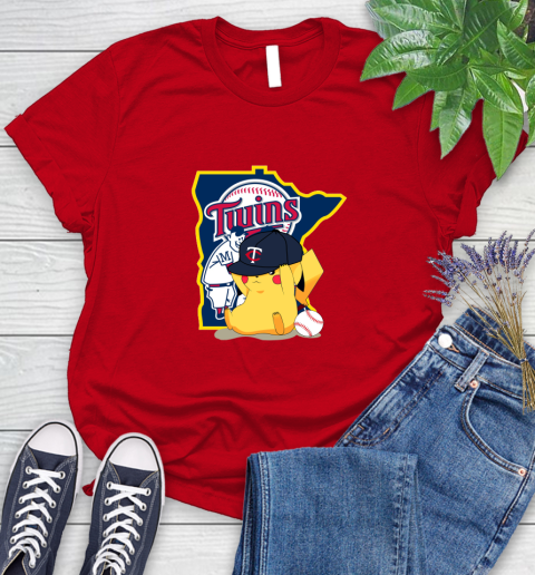 MLB Pikachu Baseball Sports Minnesota Twins Women's T-Shirt 9
