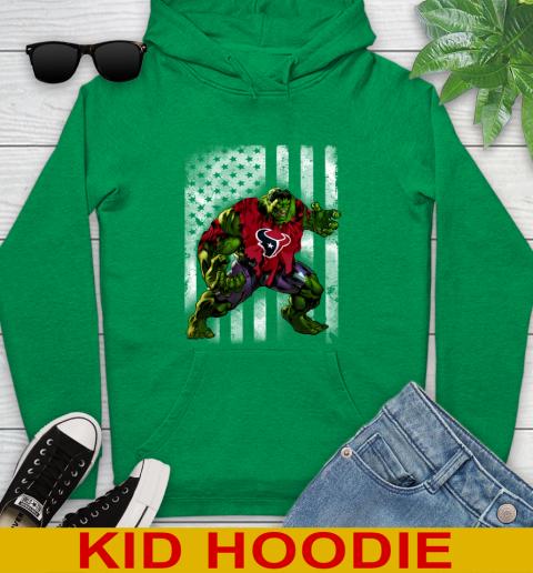 Houston Texans Hulk Marvel Avengers NFL Football American Flag Youth Hoodie 8