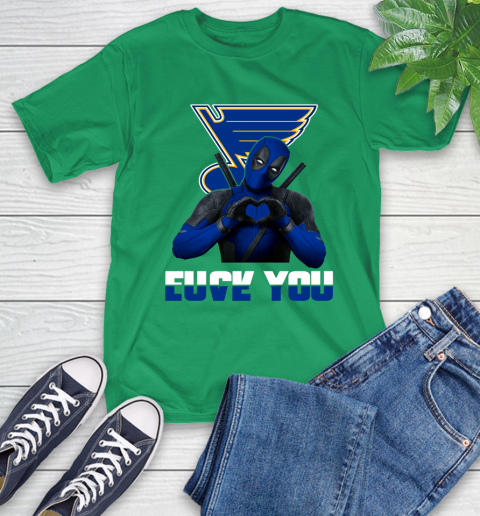 NHL St.Louis Blues Deadpool Love You Fuck You Hockey Sports T-Shirt 7