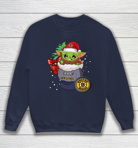 Boston Bruins Christmas Baby Yoda Star Wars Funny Happy NHL Sweatshirt 3