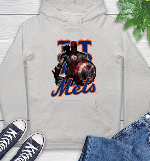 MLB Captain America Thor Spider Man Hawkeye Avengers Endgame Baseball New York Mets Hoodie
