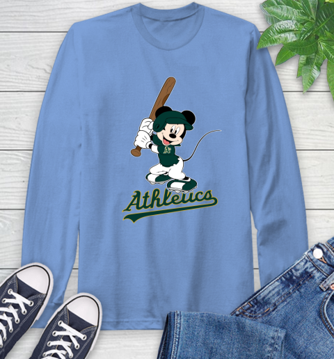 MLB Baseball Oakland Athletics Cheerful Mickey Mouse Shirt Long Sleeve T-Shirt 12