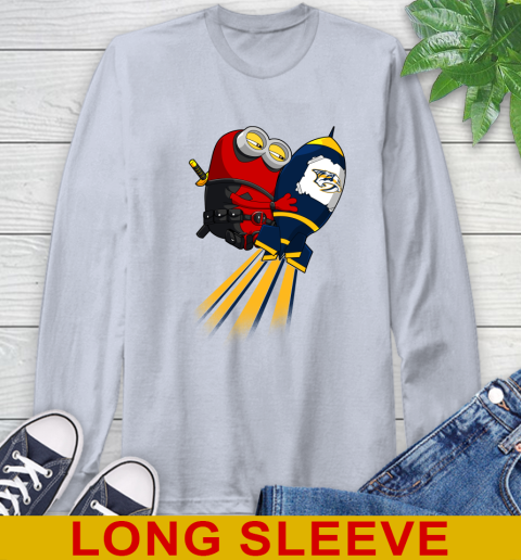 NHL Hockey Nashville Predators Deadpool Minion Marvel Shirt Long Sleeve T-Shirt 6
