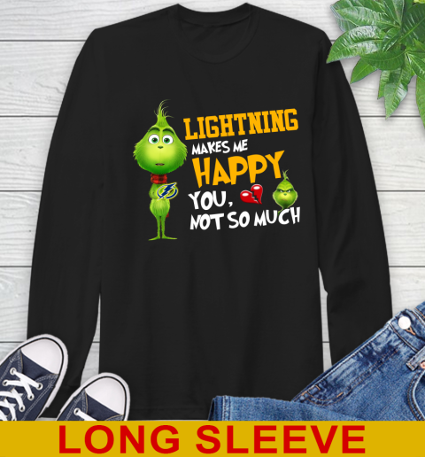 NHL Tampa Bay Lightning Makes Me Happy You Not So Much Grinch Hockey Sports Long Sleeve T-Shirt