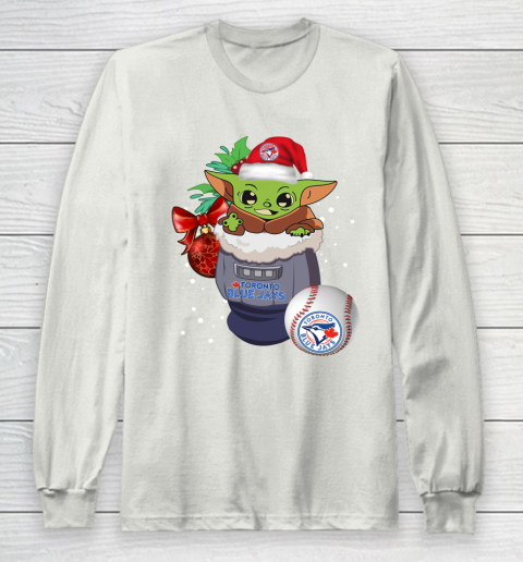 Toronto Blue Jays Christmas Baby Yoda Star Wars Funny Happy MLB Long Sleeve T-Shirt 12