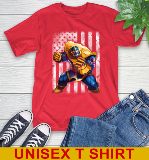 MLB Baseball Atlanta BravesThanos Marvel American Flag Shirt T-Shirt 12