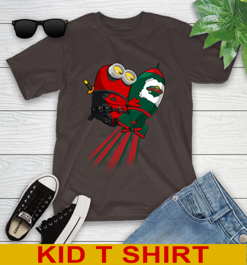 NHL Hockey Minnesota Wild Deadpool Minion Marvel Shirt Youth T-Shirt 6