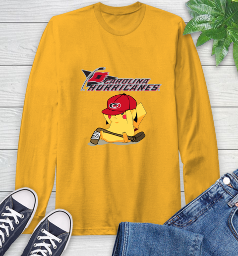 NHL Pikachu Hockey Sports Carolina Hurricanes Long Sleeve T-Shirt 3