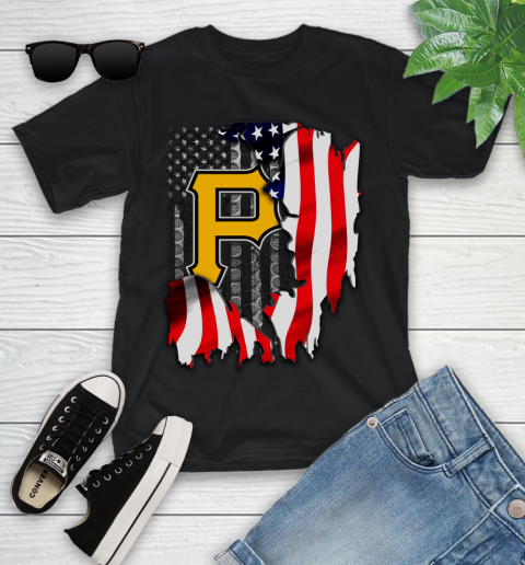 Pittsburgh Pirates MLB Baseball American Flag Youth T-Shirt