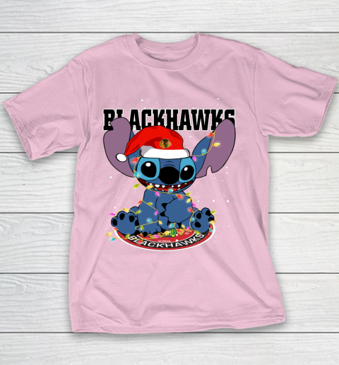 Chicago Blackhawks NHL Hockey noel stitch Christmas Youth T-Shirt 5