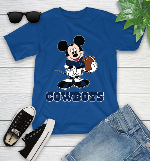 NFL Football Dallas Cowboys Cheerful Mickey Mouse Shirt Youth T-Shirt 9