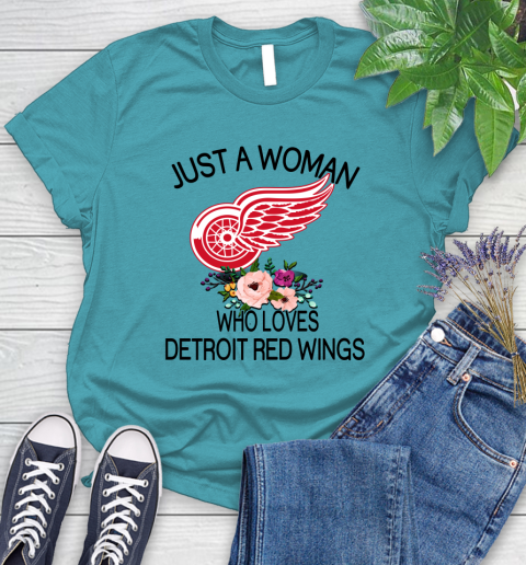 NHL Just A Woman Who Loves Detroit Red Wings Hockey Sports Women's T-Shirt 11