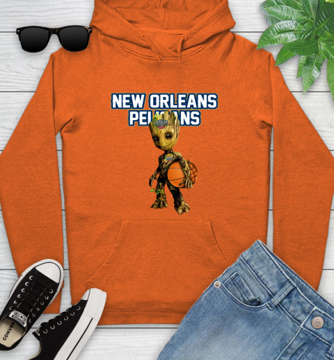 New Orleans Pelicans NBA Basketball Groot Marvel Guardians Of The Galaxy Youth Hoodie 5