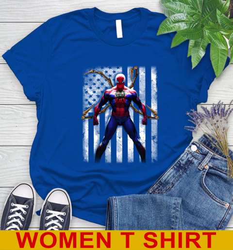 NBA Basketball Boston Celtics Spider Man Avengers Marvel American Flag Shirt Women's T-Shirt 10