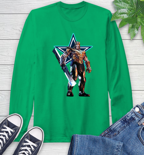 NFL Thanos Gauntlet Avengers Endgame Football Dallas Cowboys Long Sleeve T-Shirt 7