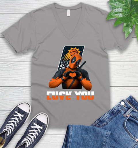 NBA Phoenix Suns Deadpool Love You Fuck You Basketball Sports V-Neck T-Shirt 3