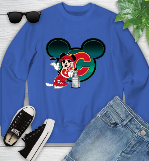 NHL Calgary Flames Stanley Cup Mickey Mouse Disney Hockey T Shirt Youth Sweatshirt 8