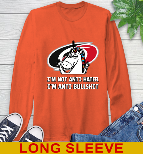 Carolina Hurricanes NHL Hockey Unicorn I'm Not Anti Hater I'm Anti Bullshit Long Sleeve T-Shirt 5