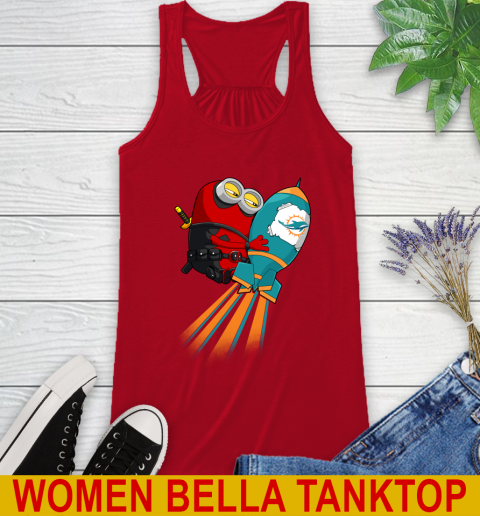NFL Football Miami Dolphins Deadpool Minion Marvel Shirt Racerback Tank 4