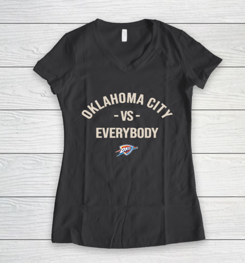 Oklahoma City Thunder Vs Everybody Women's V-Neck T-Shirt 6